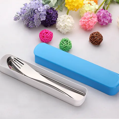 Portable Stainless Steel Fork Spoon Chopsticks With Storage Case Travel School Office Reusable Cutlery Set For Students