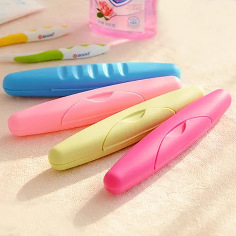 Portable Travel Toothbrush Case Candy Color Plastic Sealed Storage Box With Buckle Lid For Outdoor Camping Business Trip