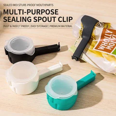 PP Food Sealing Clip with Pour Spout Discharge Spout Sealing Clamp for Snack Bag Coffee Bag Moisture-proof Fresh-keeping Tool