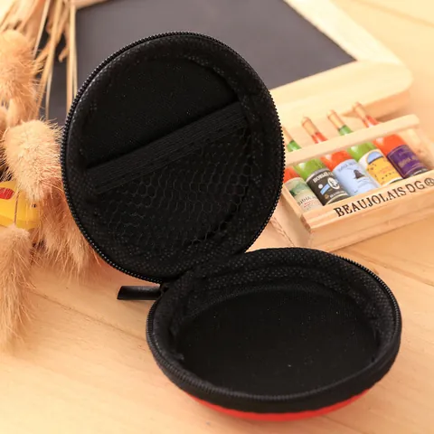 Mini Portable Round EVA Hard Shell Case Earphone Cable Storage Pouch Anti-Pressure Data Line Organizer Protective Bag