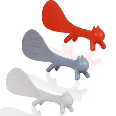 Creative Squirrel Shaped Plastic Rice Spoon Non-Stick Vertical Standable Rice Paddle Kitchen Serving Tools For Cooking