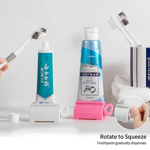 Manual Rotating Toothpaste Squeezer Facial Cleanser Tube Dispenser Bathroom Standing Tube Holder Waste Reducer Tool For Home