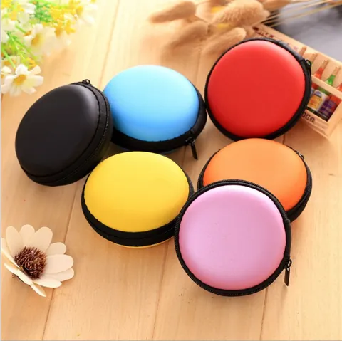 Mini Portable Round EVA Hard Shell Case Earphone Cable Storage Pouch Anti-Pressure Data Line Organizer Protective Bag