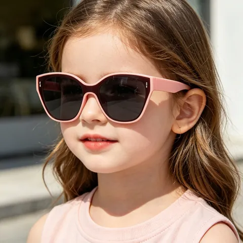 Fashionable Kids Cat Eye Sunglasses UV Protection PC Frame Eyewear For Boys Girls Outdoor Street Photography Polygon Sunshade
