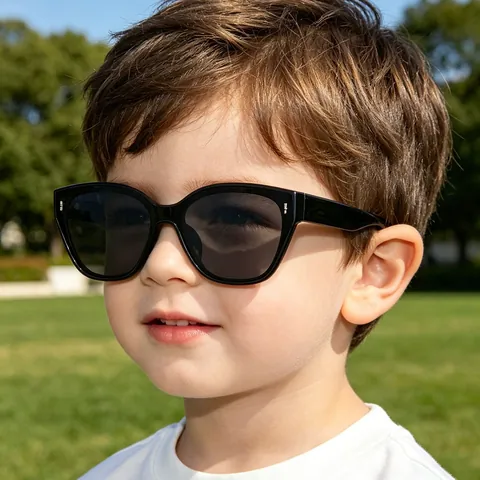 Fashionable Kids Cat Eye Sunglasses UV Protection PC Frame Eyewear For Boys Girls Outdoor Street Photography Polygon Sunshade