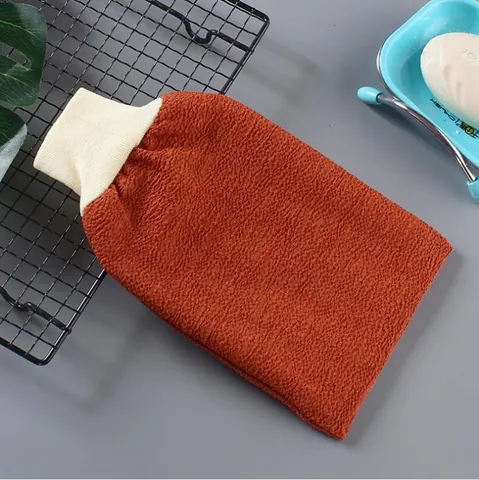 Exfoliating Bath Glove Double Sided Rayon Scrubbing Mitt For Body Skin Deep Cleaning Shower Scrubber With Elastic Cuff Bathroom Accessory