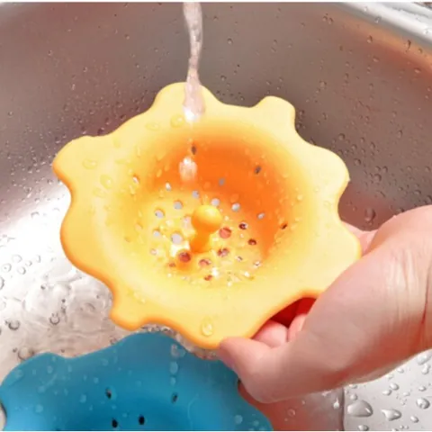 Crépine de Vidange en Silicone Forme Fleur Avec Poignée Attrape-Cheveux Pétale Filtre Anti-Colmatage pour Évier Cuisine Salle de Bain