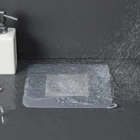 Couvercle de Drain de Sol en Silicone Carré Anti-Odeur pour Salle de Bain Cuisine Évier Attrape-Cheveux Crépine Bouchon d'Étanchéité