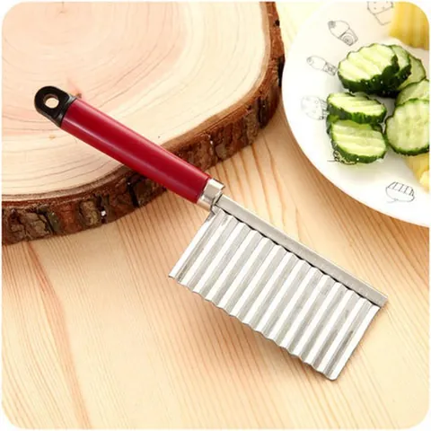 Stainless Steel Crinkle Cutter Wavy Vegetable Slicer For Potato Carrot Cucumber French Fry Cutter Kitchen Manual Cutting Tool