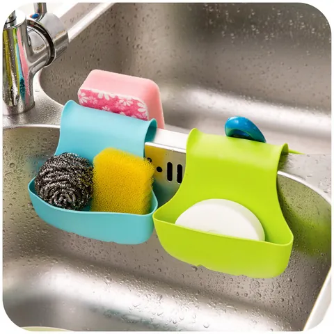 Saddle Sink Drain Hanging Bag Kitchen Sponge Soap Storage Plastic Organizer Drainage Caddy Multi-functional Drying Rack