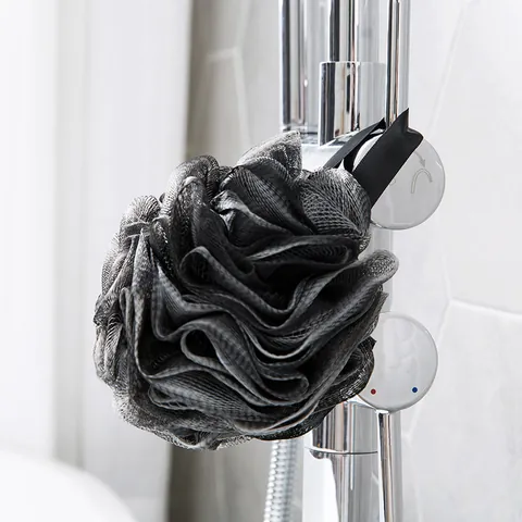 Large Bath Ball Mesh Loofah Sponge Soft Exfoliating Shower Ball With Lace Edge Hanging Lanyard For Men Women Bathroom Accessories