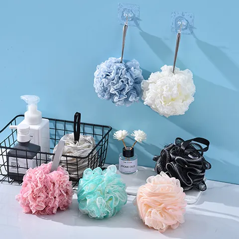 Large Soft Nylon Mesh Bath Ball Body Scrubber Sponge Loofah For Men And Women Shower Foaming Lace Bath Sponge With Lanyard