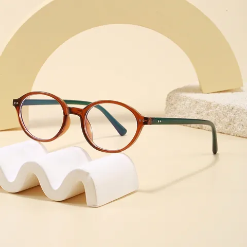 Retro Oval Anti-Blue Light Eyeglasses Frame For Women Men Nerd Geek Style Plain Face Eyewear PC AC Material Optical Glasses
