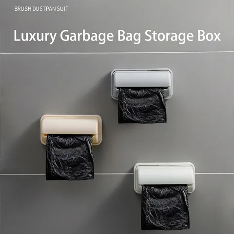 Boîte de Rangement pour Sacs Poubelle Murale Sans Perçage Distributeur de Sacs en Plastique pour Cuisine Salle de Bain