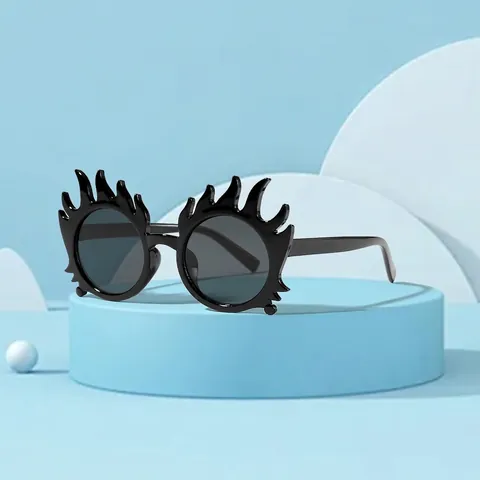 Kids Cartoon Flame Shape Sunglasses UV400 Protection PC Frame AC Lens Irregular Eyewear For Children Party Travel Decor