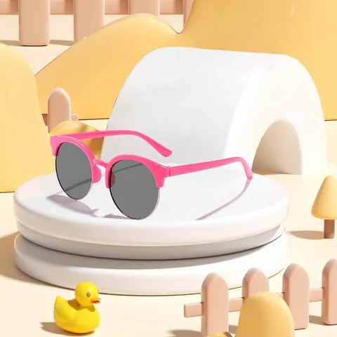 Kids Round Sunglasses Metal Semi-Rimless Korean Style Trendy Cute Baby Outdoor Sunshade Eyewear UV400 Protection
