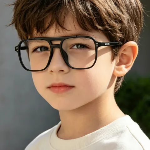 Kids Anti Blue Light Photochromic Sunglasses Aviator Square Frame Candy Color One Lens Dual Use Glasses For Children