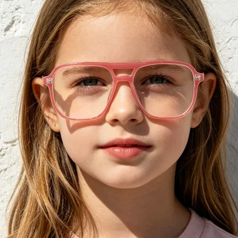 Kids Anti Blue Light Photochromic Sunglasses Aviator Square Frame Candy Color One Lens Dual Use Glasses For Children
