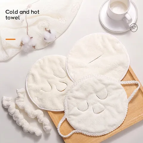 Coral Fleece Facial Towel Mask Double Layer Thickened Hot Cold Compress Face Steamer Mask For Beauty Skin Care Home SPA