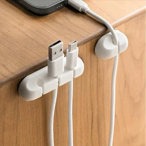 Modern TPR Self-Adhesive Desktop Cable Organizer USB Charger Wire Holder Management Clips For Home Office Cord Storage