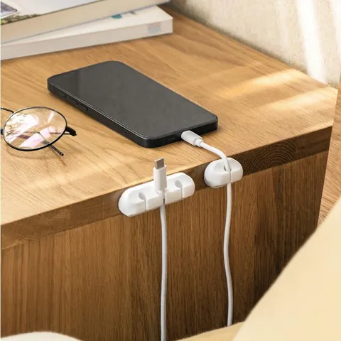Modern TPR Self-Adhesive Desktop Cable Organizer USB Charger Wire Holder Management Clips For Home Office Cord Storage
