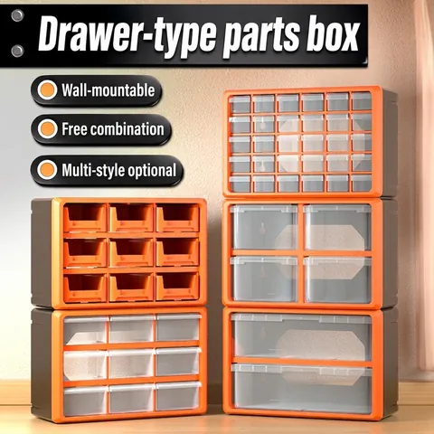 Modular Stackable Drawer Storage Box For Hardware Tools Parts Electronic Components Desktop Plastic Organizer Case Multipurpose Storage Bin
