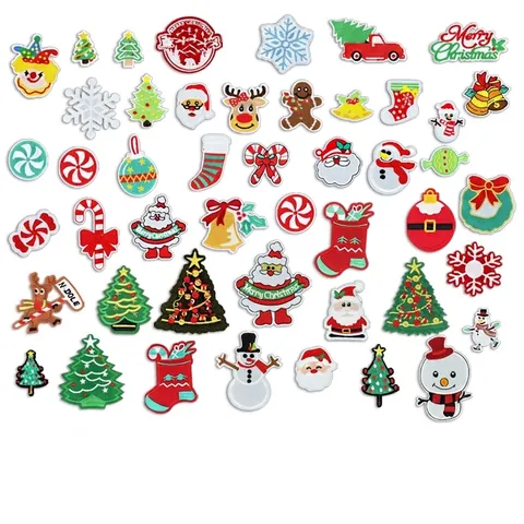 Écussons Brodés de Noël Mignons Père Noël Bonhomme de Neige Renne Sapin Appliques à Repasser pour Décoration de Vêtements de Fête DIY