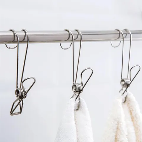 Clip Gancio in Acciaio Inossidabile Multifunzionali Mollette Integrate per Bagno Cucina Lavanderia Stoccaggio Domestico