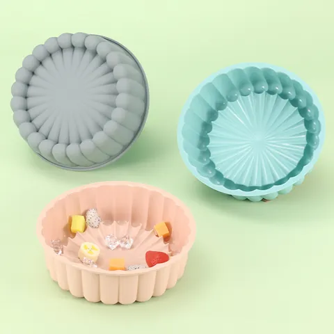 Tapis de Friteuse à Air en Silicone Rond Multifonctionnel Plaque de Cuisson Résistante à la Chaleur Moule à Gâteau pour Cuisine