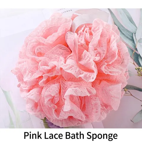 Large Soft Lace Bath Ball Shower Mesh Loofah With Hanging Rope Plastic Body Scrubber For Women Daily Cleaning Rich Foam Sponge
