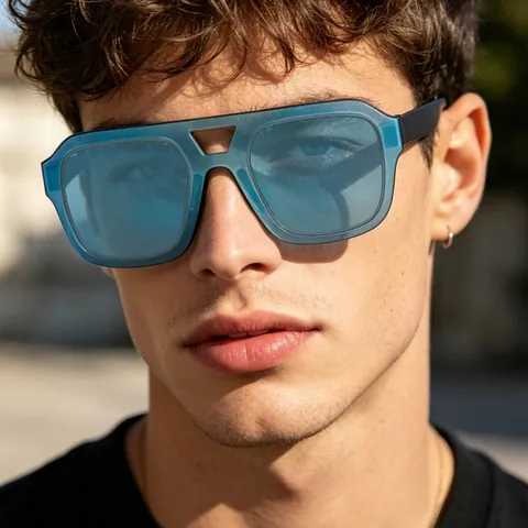 Retro Dubbele Brug Randloze Zonnebril Heren Dames Europese Amerikaanse Mode Verloop Eyewear UV400 Zonbescherming PC Frame Bril