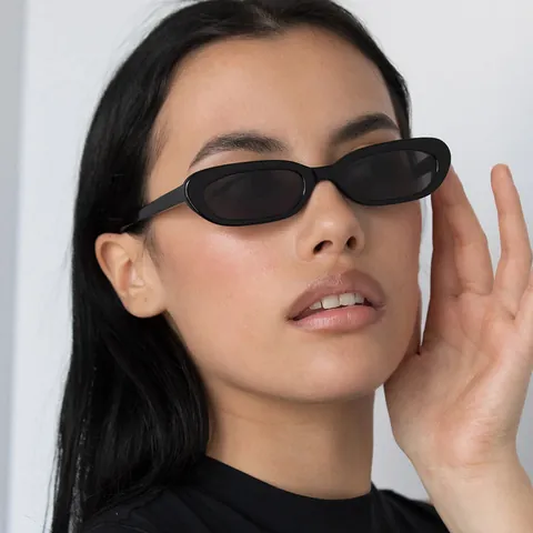 Vintage Retro Narrow Frame Sunglasses For Women Men Minimalist Oval Small Frame Shades UV400 Protection Fashion Sun Glasses
