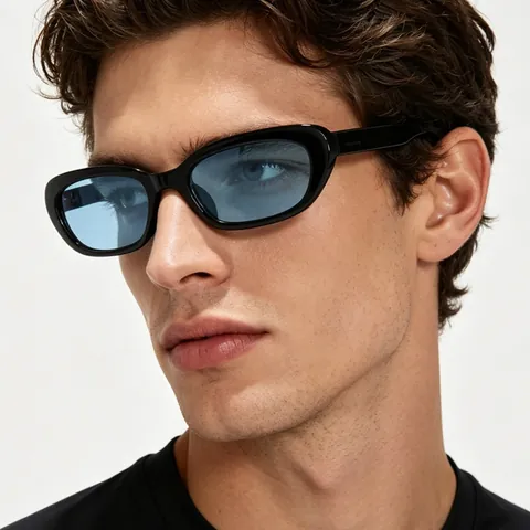 Vintage Retro Narrow Frame Sunglasses For Women Men Minimalist Oval Small Frame Shades UV400 Protection Fashion Sun Glasses