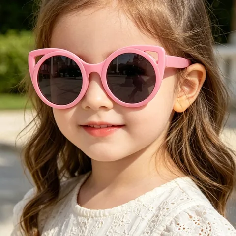 Cute Cartoon Cat Ear Kids Sunglasses UV400 Protection Round PC Frame Toddler Baby Boys Girls Fashion Outdoor Sun Glasses