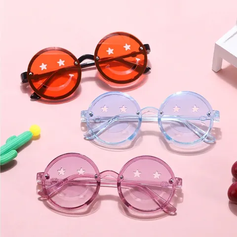 Gafas de Sol Lindas para Niños con Cara Sonriente Estrella Montura de PC Lente de AC UV400 Moda Fiesta Niños Niñas