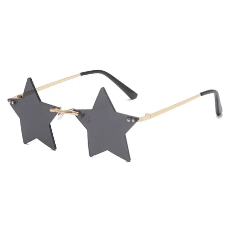 Rimless Star Shaped Sunglasses Star Frame Personalized Ocean Lens Stainless Steel Metal Frame Fashion Star Eyewear For Women Party