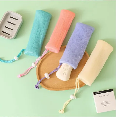 Bolsa de Malla Espumosa Espesa para Jabón Limpieza Facial Con Cordón Colgante Ahorrador de Jabón Portátil para el Hogar