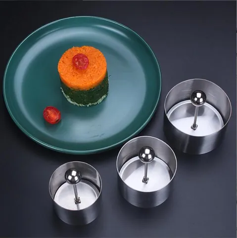 Stainless Steel Round Rice Ball Mold Set Professional Plating Mold With Push Plate For Professional Kitchen Hotel Restaurant
