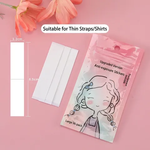 Invisible Anti-Exposure Double-Sided Clothing Tape for Women Neckline Straps Dress Adhesive Fashion Tape Transparent Strips