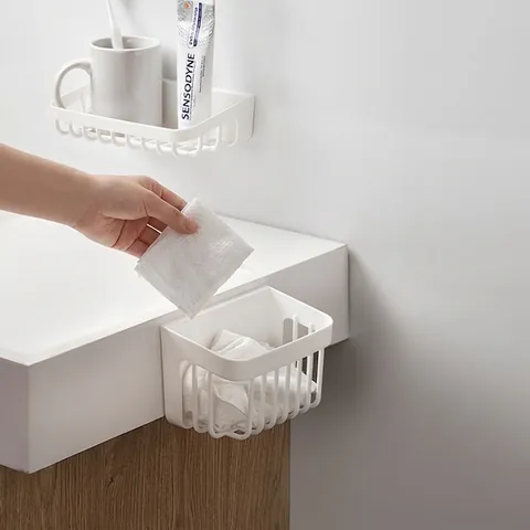 Wall Mounted Plastic Hollow Drainage Organizer For Face Towel Toothpaste Soap Bathroom Kitchen Sink Storage Holder Box