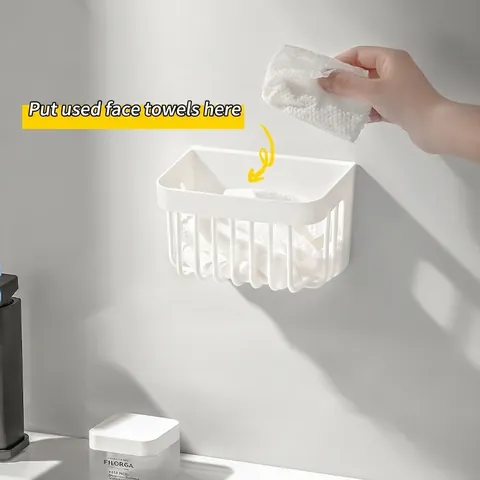 Wall Mounted Plastic Hollow Drainage Organizer For Face Towel Toothpaste Soap Bathroom Kitchen Sink Storage Holder Box