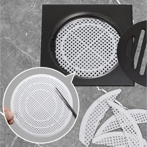 Couvercle de Drain de Salle de Bain Minimaliste Moderne Filtre en Maille Attrape-Cheveux Crépine de Sol en Plastique Découpable pour Douche Évier de Cuisine Empêche le Colmatage