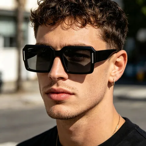 Quadratische Cyberpunk Sonnenbrille Für Damen Herren UV400 Schutz Retro Großer Rahmen Sonnenbrille Mit Metallnieten Outdoor Brille