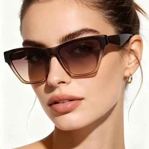 Lunettes de Soleil Fashion Œil de Chat Femmes Vintage Grande Monture Protection UV400 PC AC Lentille Pare-soleil Extérieur Mode