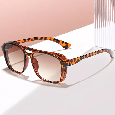 Steampunk Sunglasses Ocean Lenses UV400 PC AC Frame Double Bridge Retro Large Square Sun Glasses Outdoor Unisex Fashion Accessories
