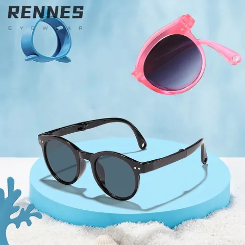 Kinder Faltbare Runde Sonnenbrille UV400 Schutz Bonbonfarbe Outdoor Brille Für Jungen Mädchen Kleinkinder Mode Sonnenschutzbrille