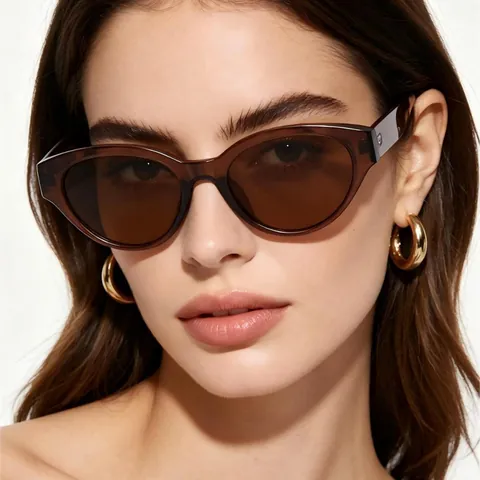 Retro Klein Frame Cat-Eye Zonnebril Voor Dames Heren UV400 Bescherming Outdoor Mode Y2K Stijl PC Frame AC Lens Bril