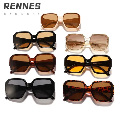 Oversize Quadratischer Rahmen Sonnenbrille für Herren Damen UV400 Schutz Mode Retro Großer Rahmen Brillen