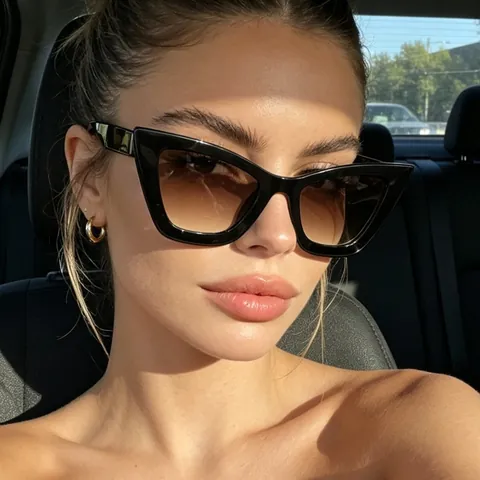 Lunettes de Soleil Fashion Oversized Cat Eye pour Femmes Monture PC Verres AC Protection UV400 Style Street Hip Hop Vintage