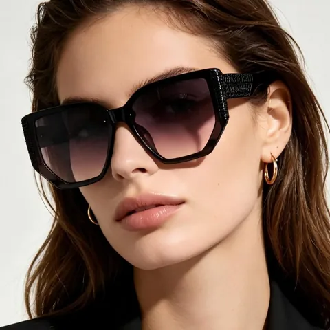 Mode Polygoon Groot Montuur Zonnebril Voor Dames PC UV400 Gradiënt Glazen Trendy Outdoor Street Style Luxe Zonnebril